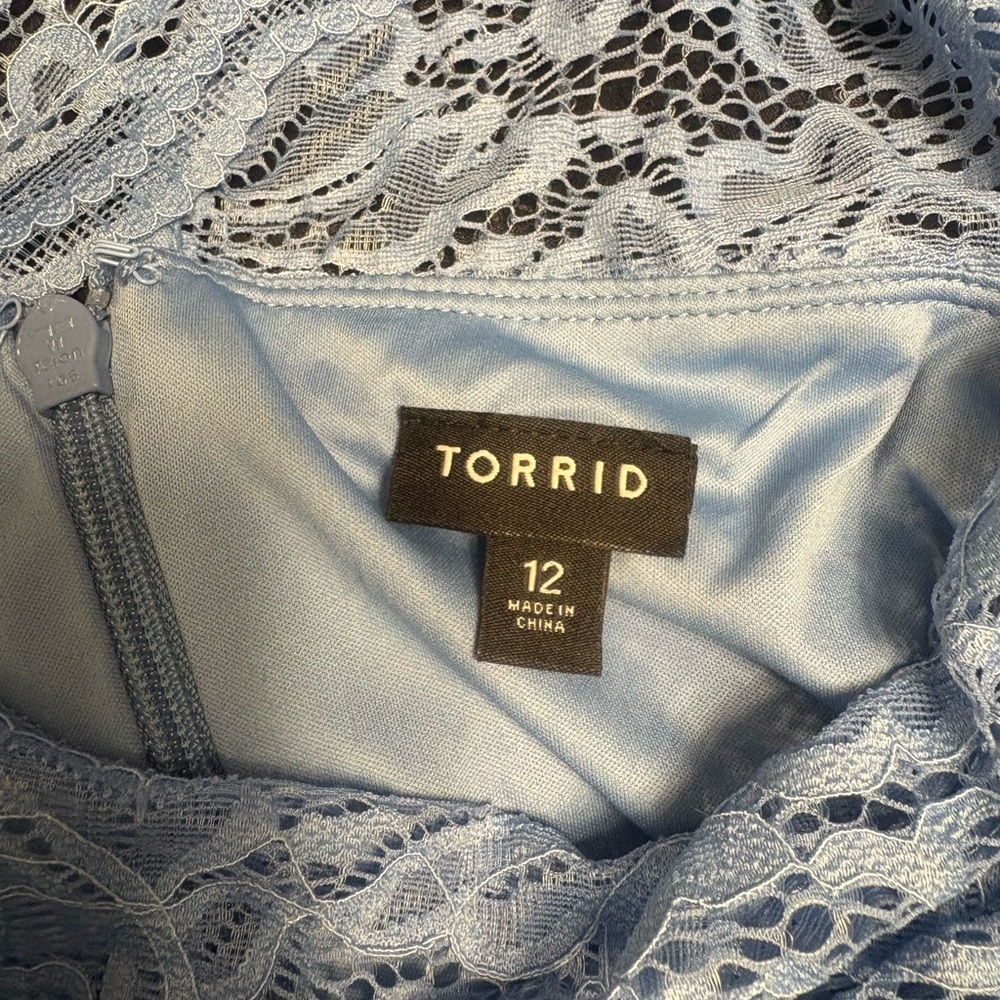 Torrid Light Blue Lace Long Sleeve Dress - Picture 4 of 4